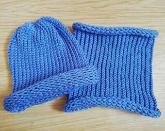 Pletený komplet ( modrá )