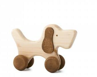 Dřevěná hračka na kolečkách - Hafan Rafan
