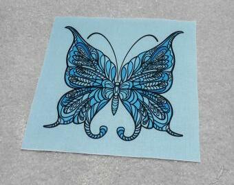 Bavlněný panel s motýlem - modrý