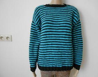 Dámský ručně pletený svetr s merinem, vel. M,L