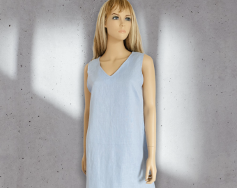 Lněné dámské šaty - blankytně modrá