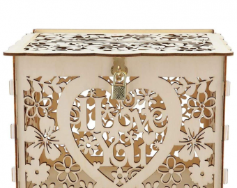 Dřevěná krabice se zámkem na svatební přání